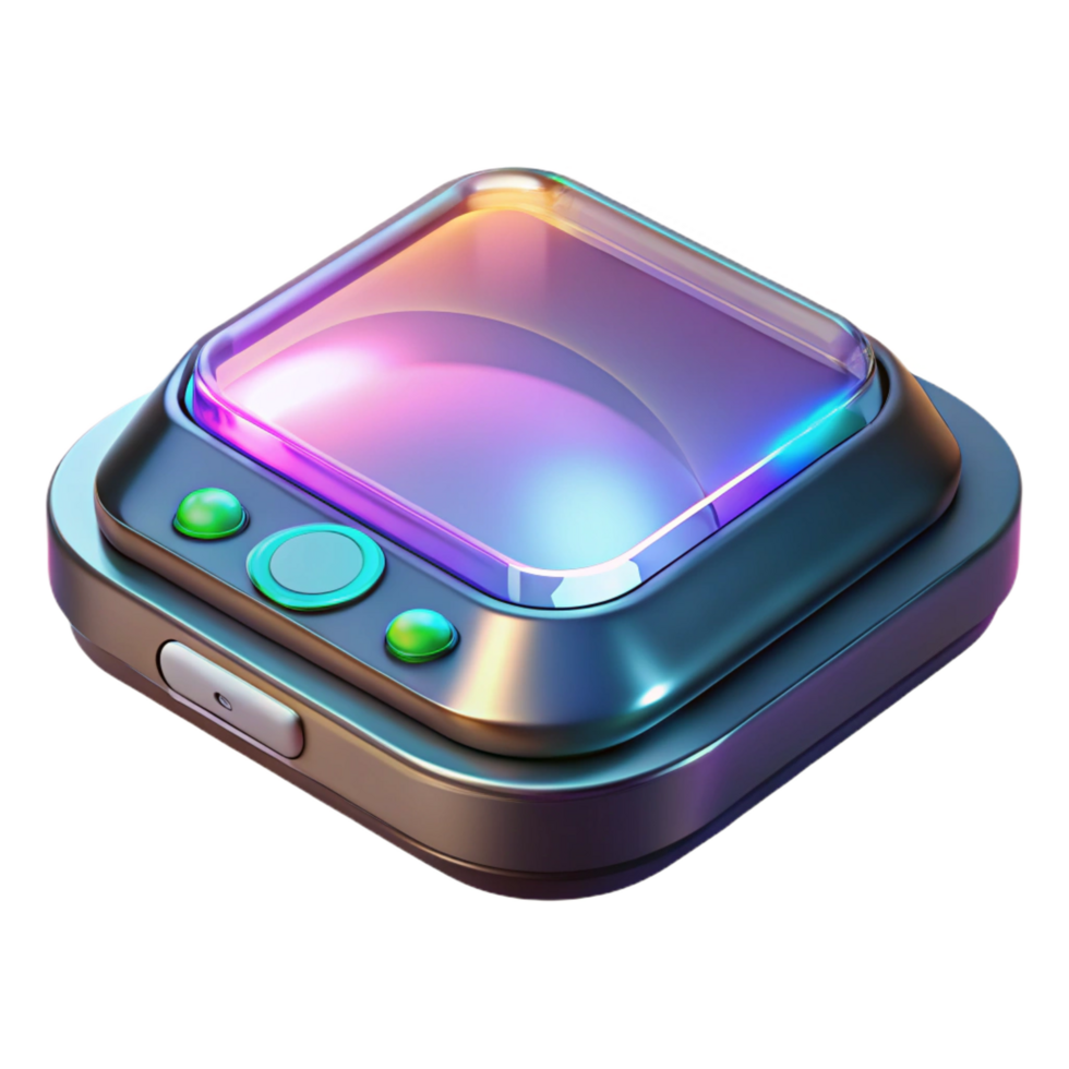 stunning vintage Advanced Communication Device, holographic display, sleek design original png