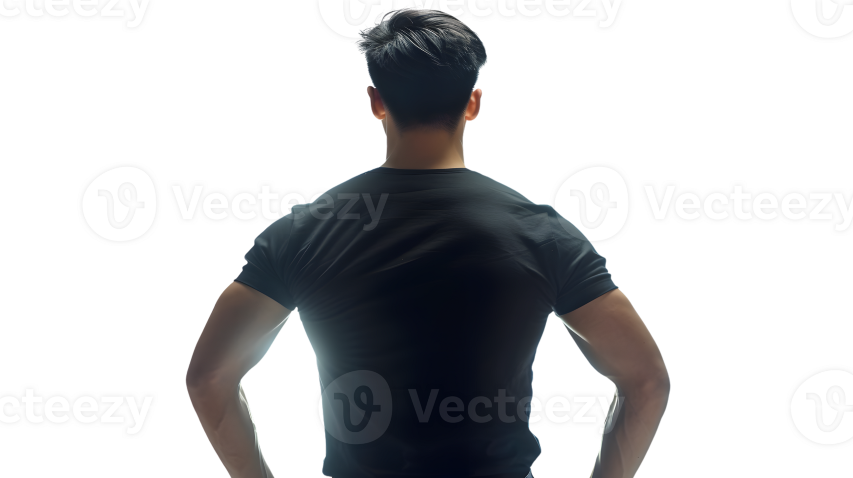 Back View of a Person in Casual Wear Hands on Hips Isolated on Black Background for Design an png