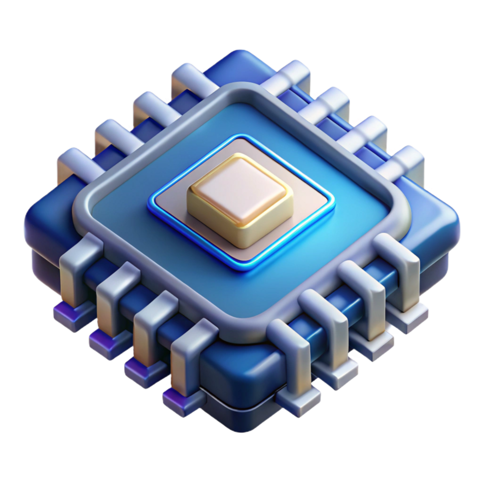 wonderful rustic Artificial Intelligence Chip, intricate circuitry, glowing core high quality png