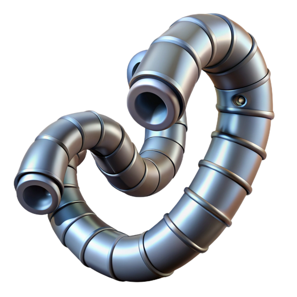 magnificent creative Robotic Tentacle, flexible, metallic segments exclusive png