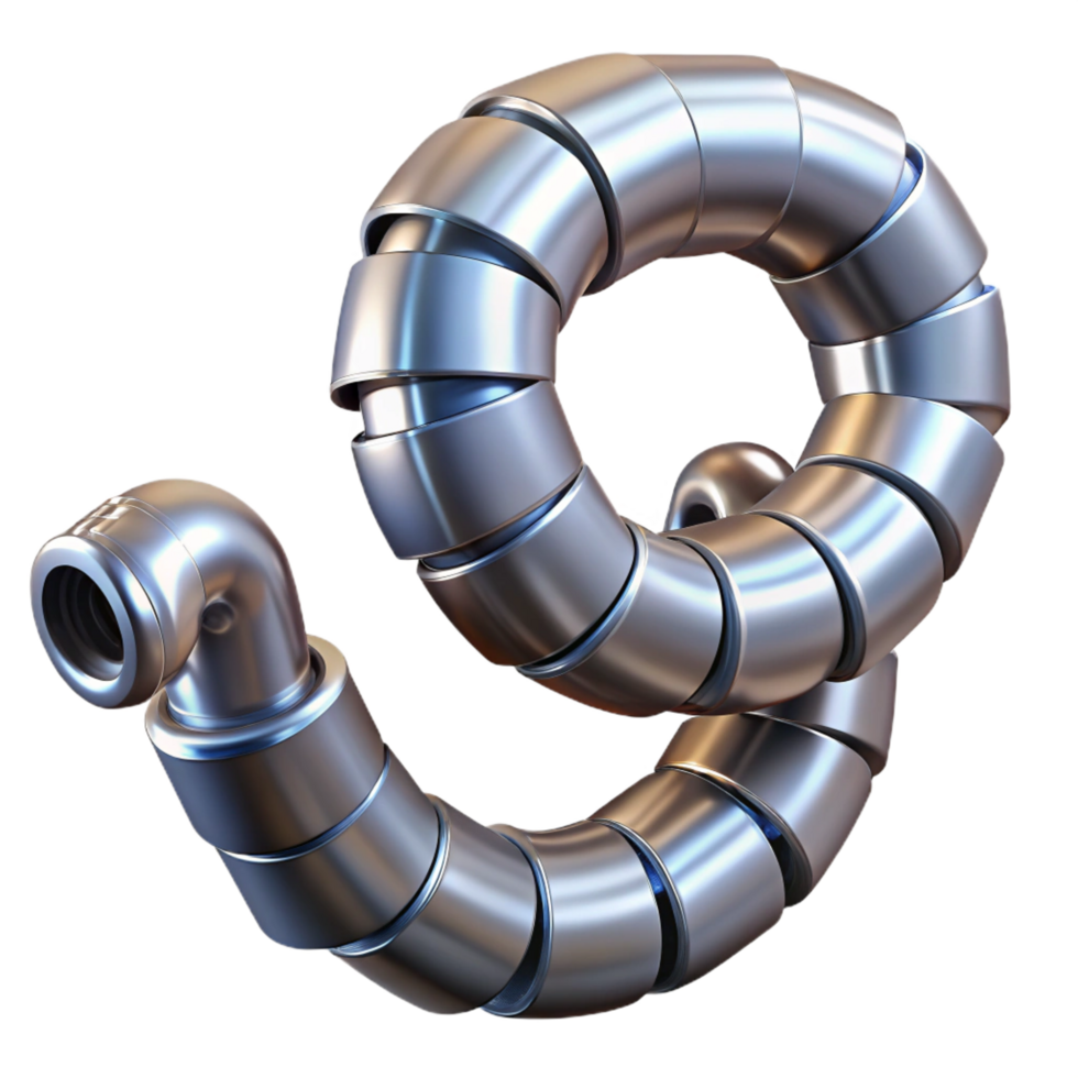 vibrant classic Robotic Tentacle, flexible, metallic segments high resolution png