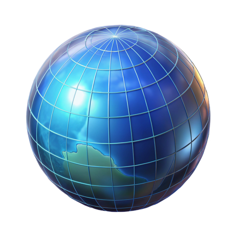 serene artistic Hologram of a Planet Earth, digital grid effect 4K png