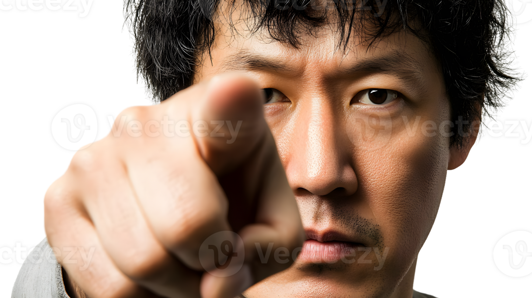 Closeup of a man pointing at the viewer intense expression png