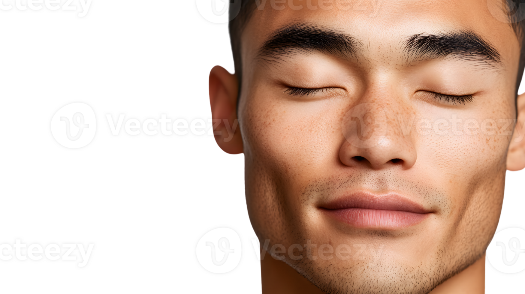 CloseUp of a Serene Face with Closed Eyes Highlighting Peaceful Emotions and Relaxation for W png