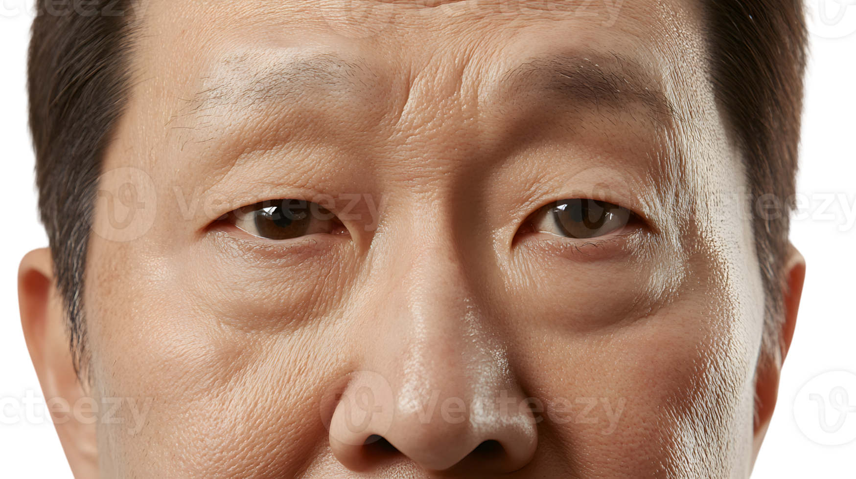 Closeup of a Persons Eyes and Nose Detailed Skin Texture png