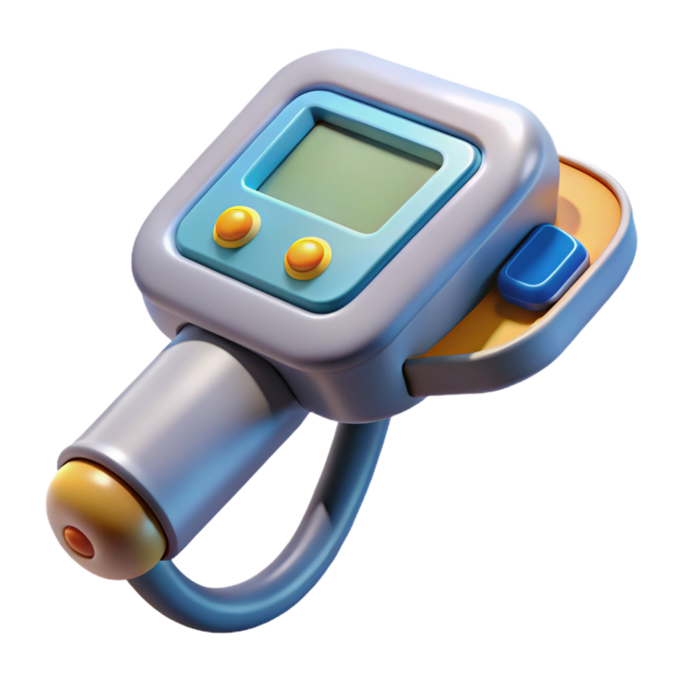 wonderful rustic Futuristic medical scanner, handheld, digital display 4K png