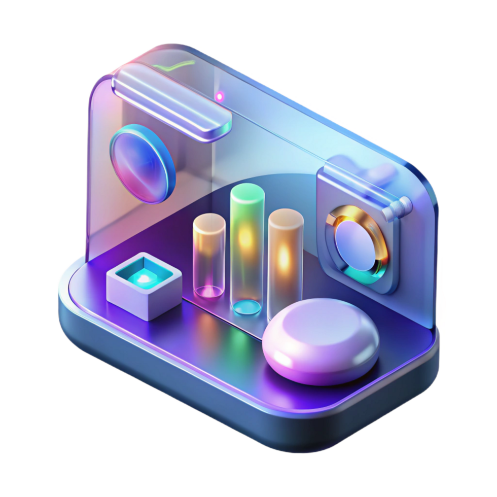 vibrant contemporary Holographic interface, displaying data, interactive detailed png
