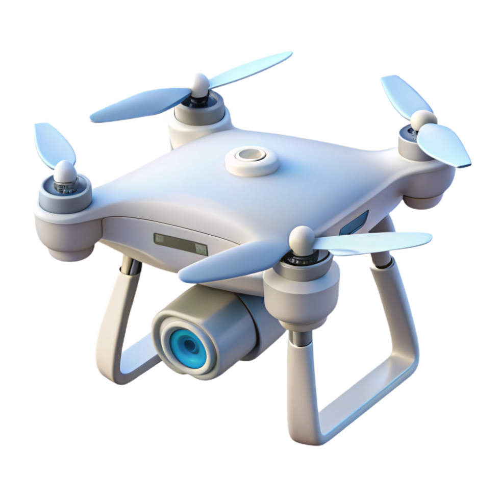 dramatic creative Hovering drone, sleek, white, camera attached detailed png