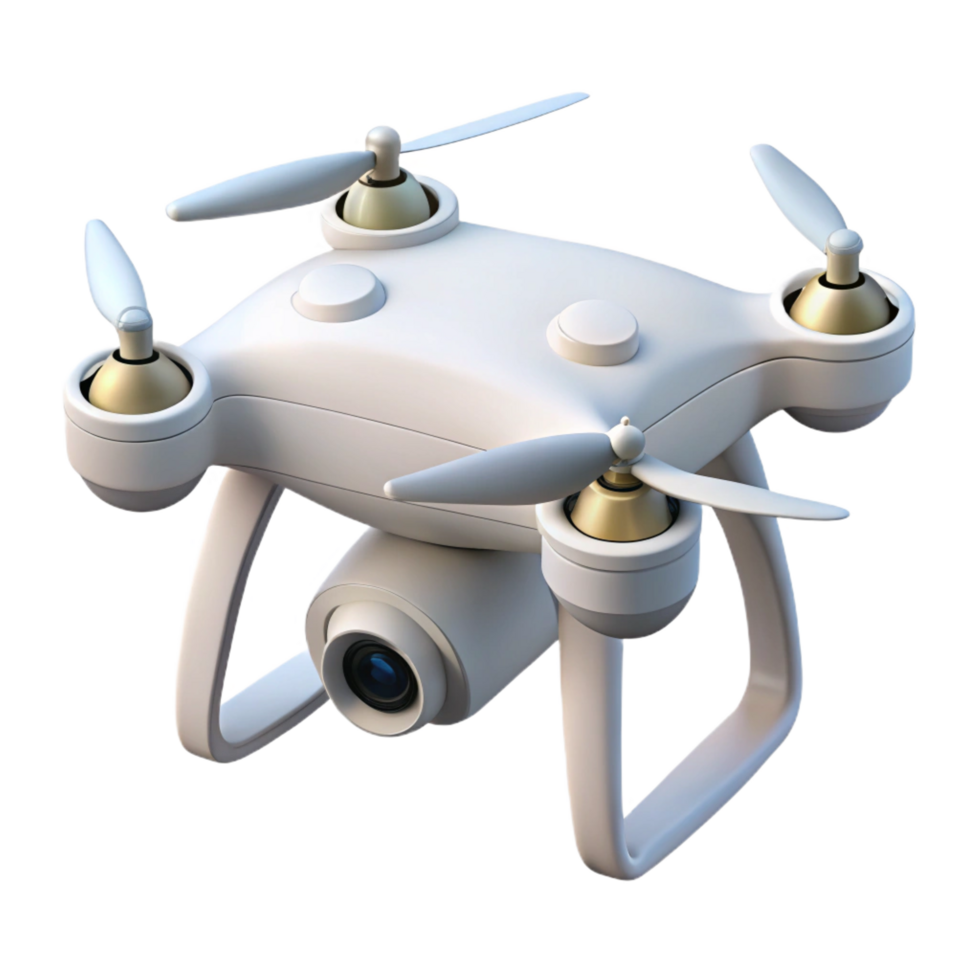wonderful contemporary Hovering drone, sleek, white, camera attached high quality png