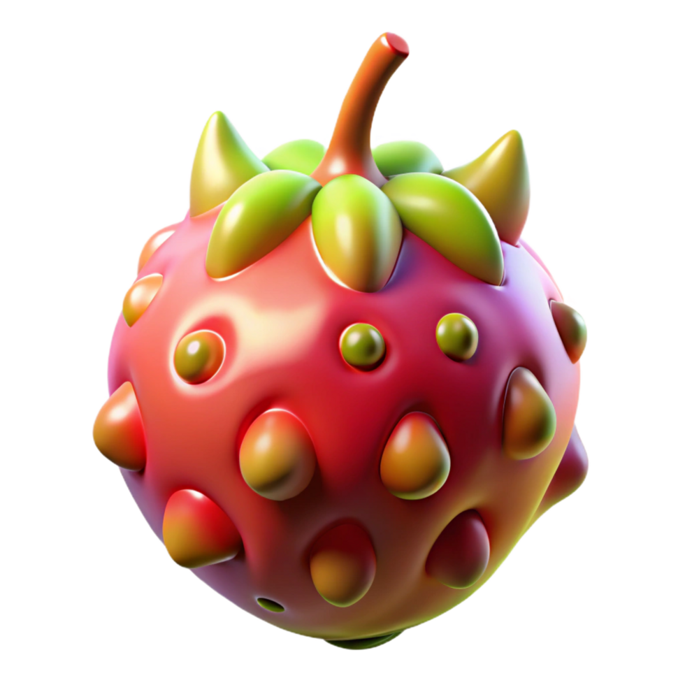 vibrant rustic Alien fruit, strange shape, vibrant colors high quality png