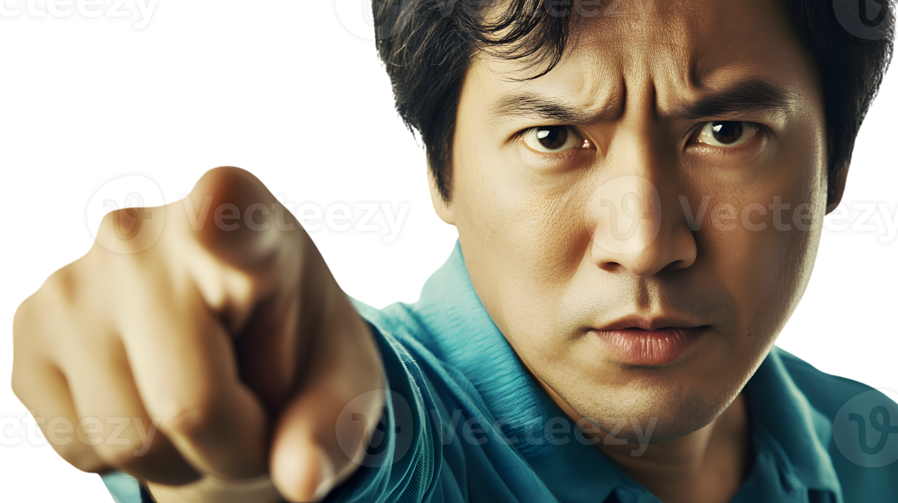 Closeup portrait of man pointing accusingly at viewer png