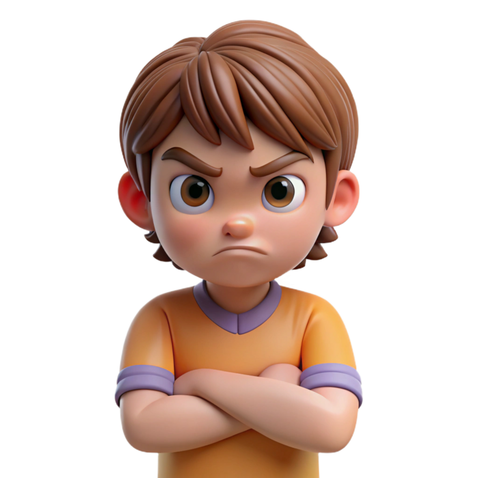 wonderful artistic Angry child, arms crossed, original png