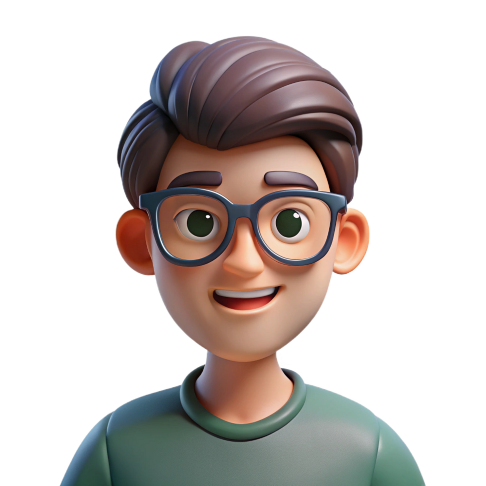 elegant contemporary Young man, wearing glasses, high quality png