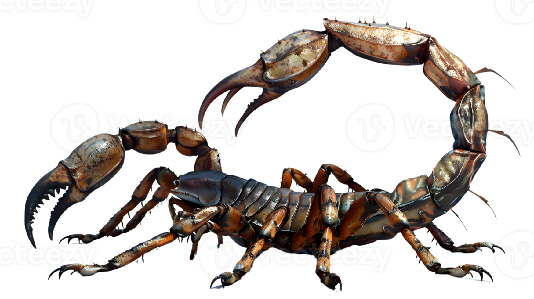 Detailed View of a Scorpion with Pronounced Claws and Segmented Body Ideal for Wildlife Scien png