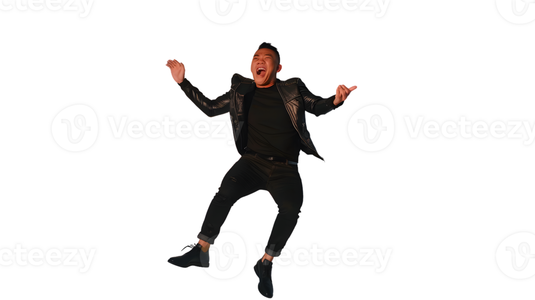 Energetic Individual in Motion Dynamic Pose with Arms Outstretched Ideal for Action Dance a png