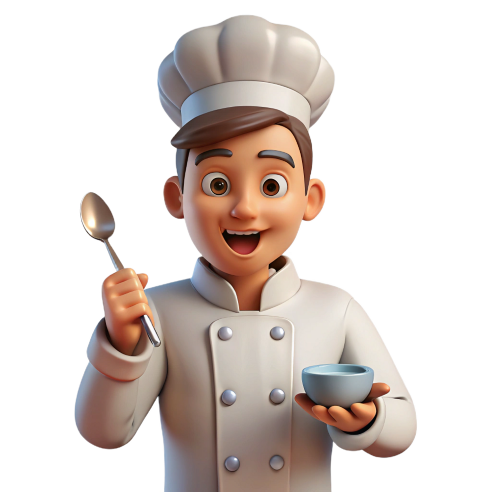 impressive traditional Chef, tasting food with a spoon, high quality png