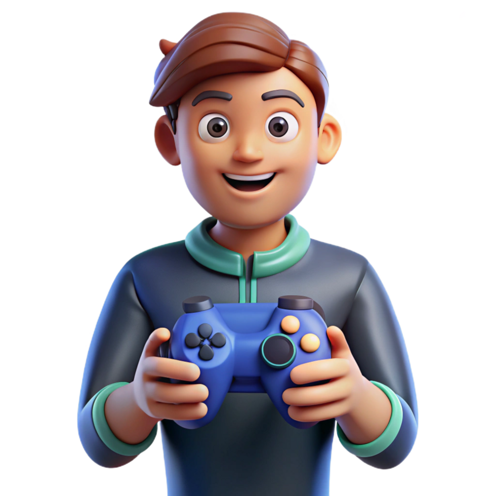 magnificent rustic Gamer, holding a controller, exclusive png