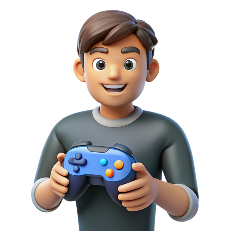 stunning creative Gamer, holding a controller, 4K png