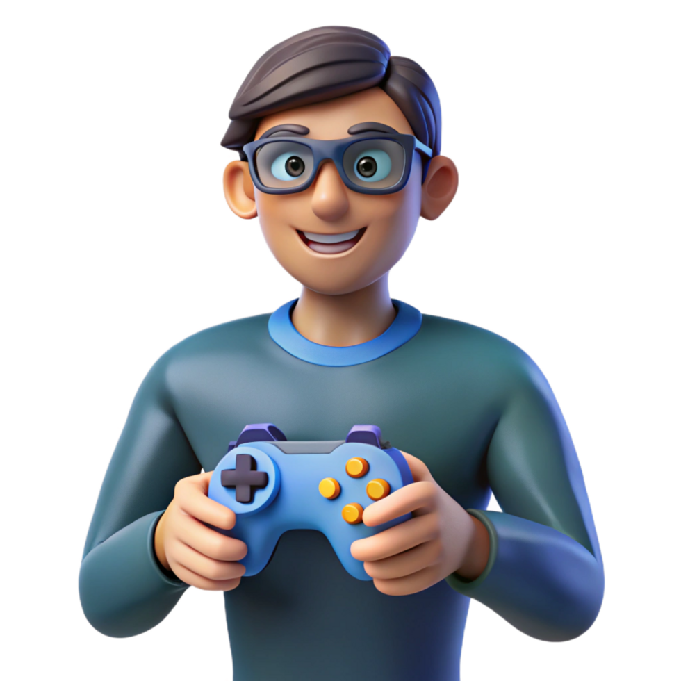 elegant artistic Gamer, holding a controller, 4K png