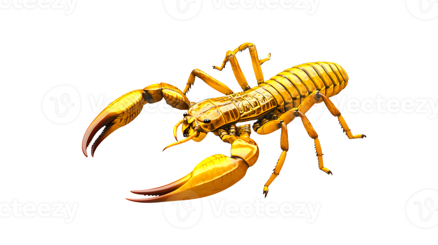 Golden Arachnid with Detailed Claws and Segmented Tail on a Dark Background png