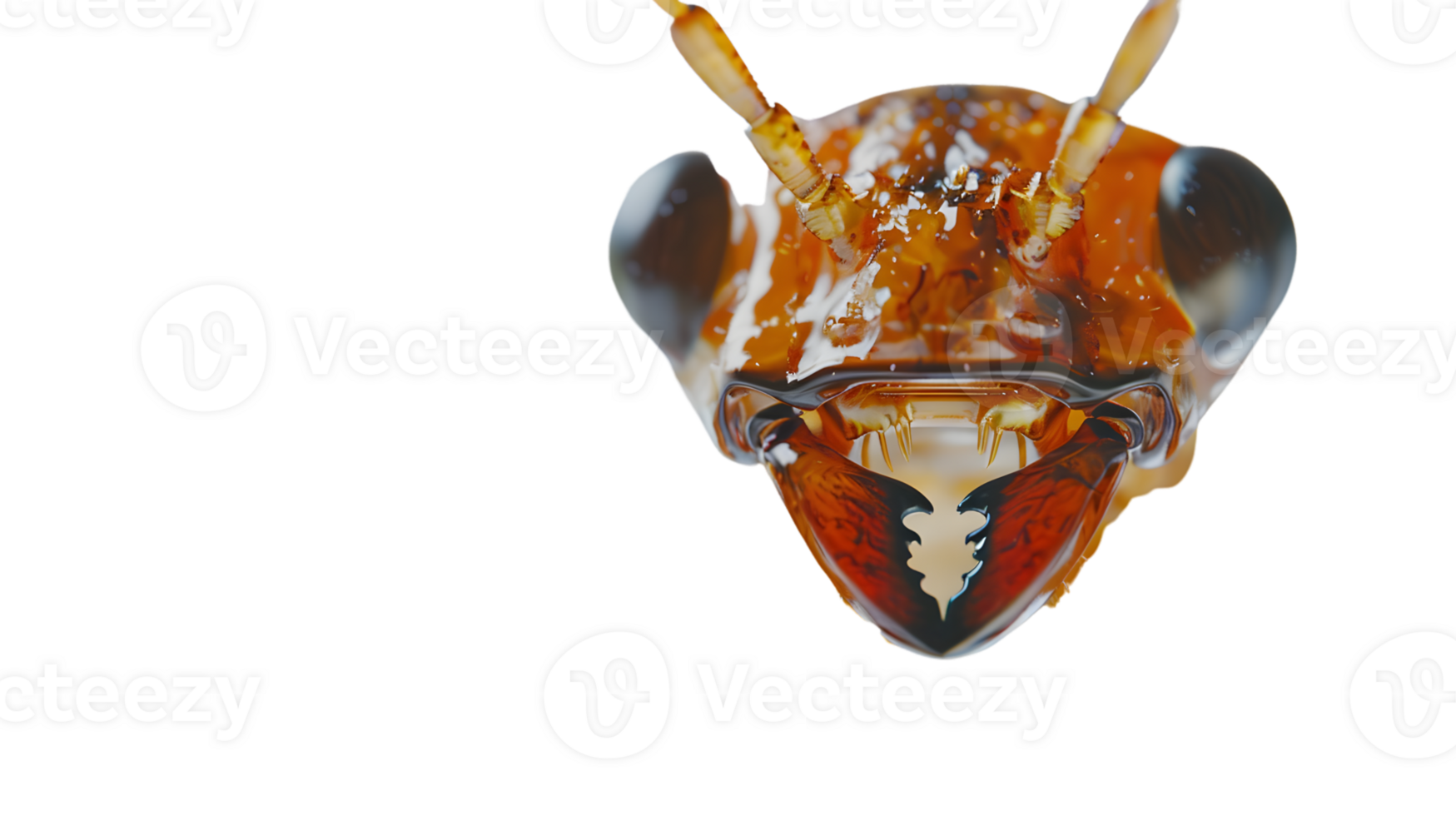 Insect Head CloseUp Detailed View of Compound Eyes and Mandibles for Scientific and Education png