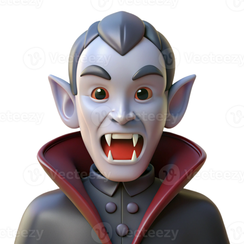 magnificent minimalist Vampire, pale skin, fangs, detailed png