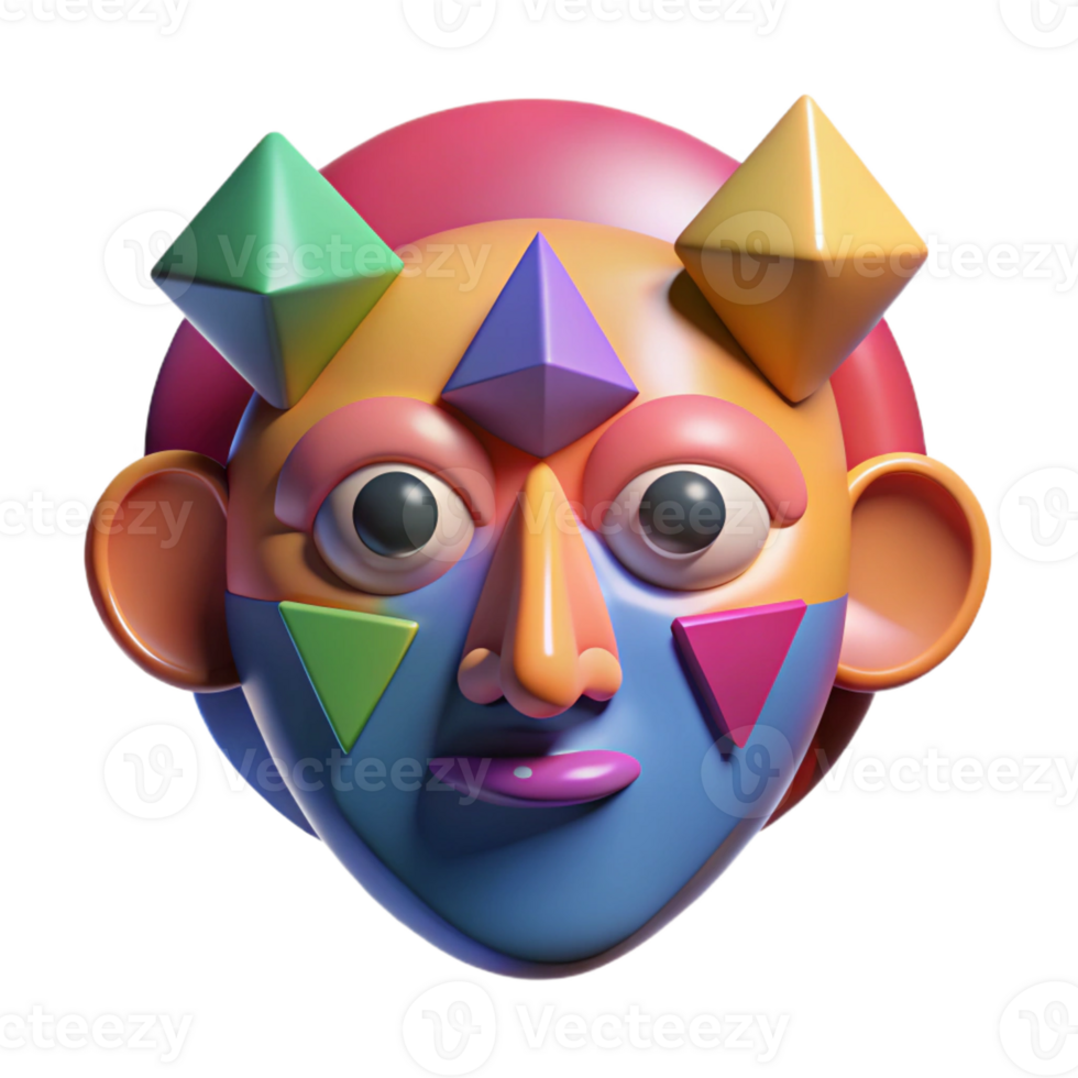 impressive classic Abstract face, geometric shapes, vibrant colors, detailed png