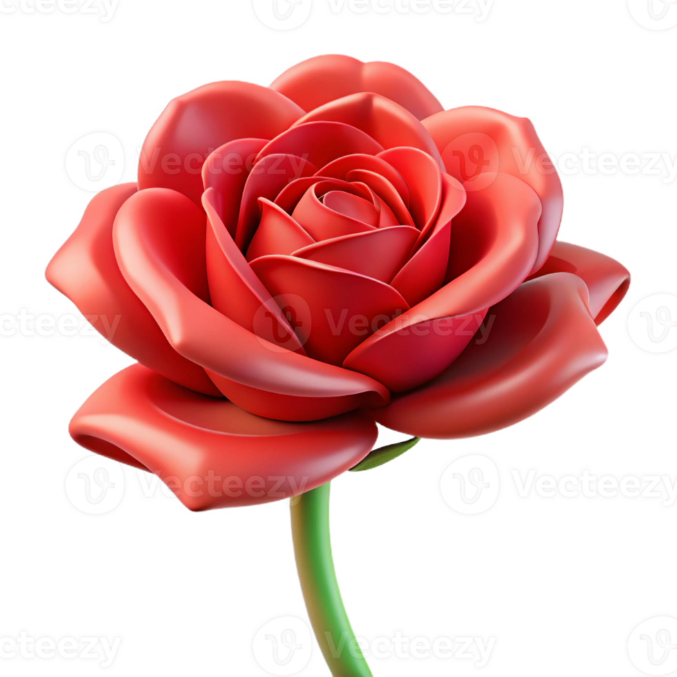 impressive classic Single red rose, blooming, velvety petals, 4K png