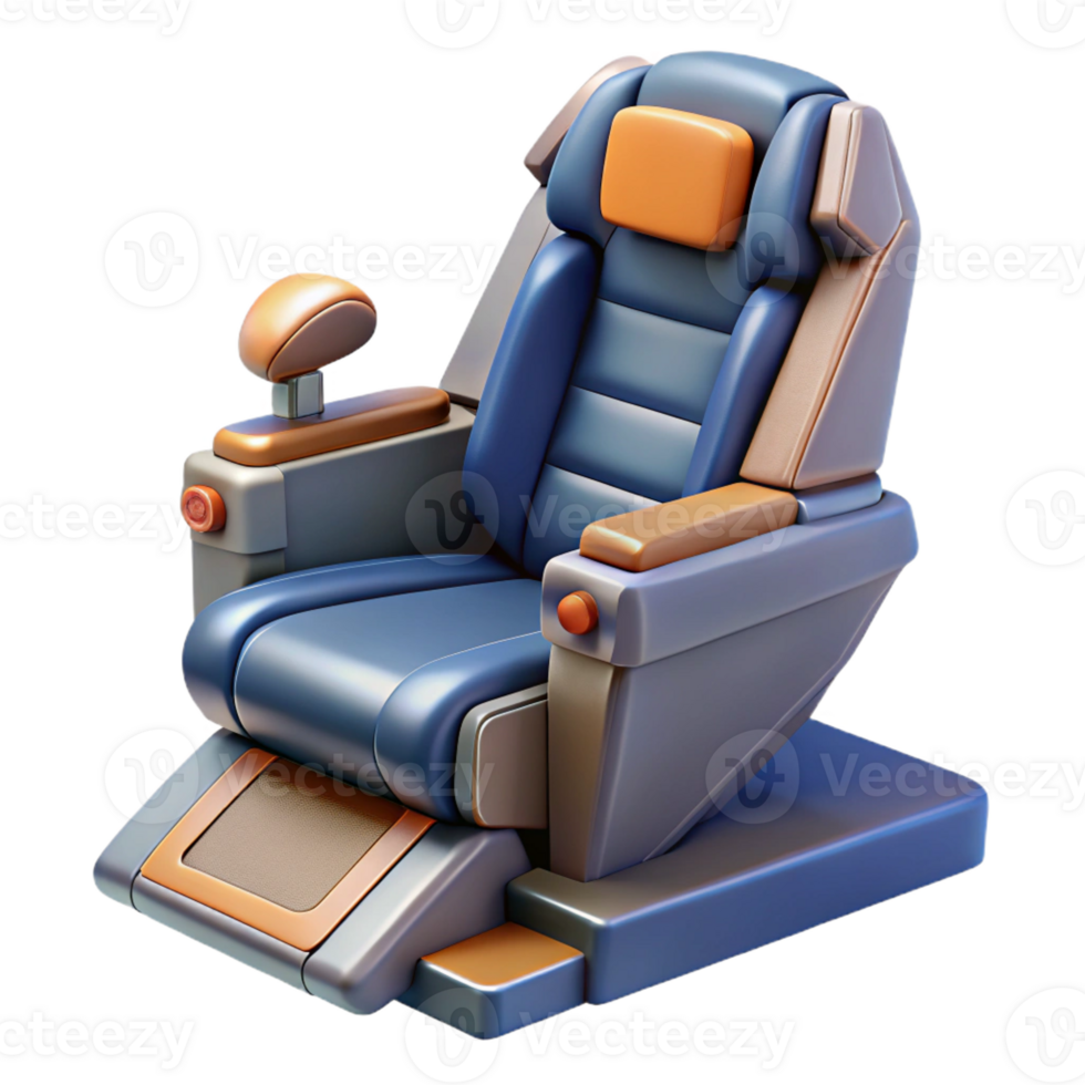 impressive creative Spaceship pilot seat, ergonomic design, control stick detailed png