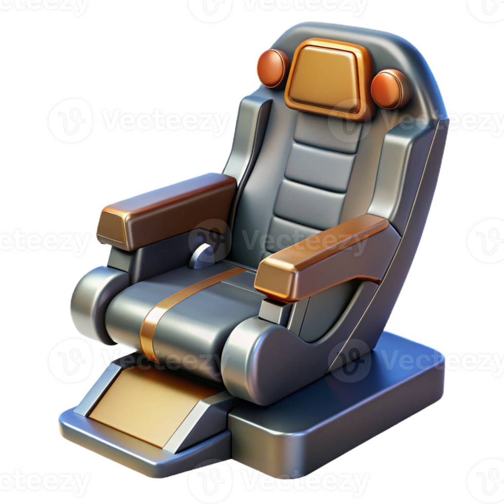 magnificent minimalist Spaceship pilot seat, ergonomic design, control stick authentic png