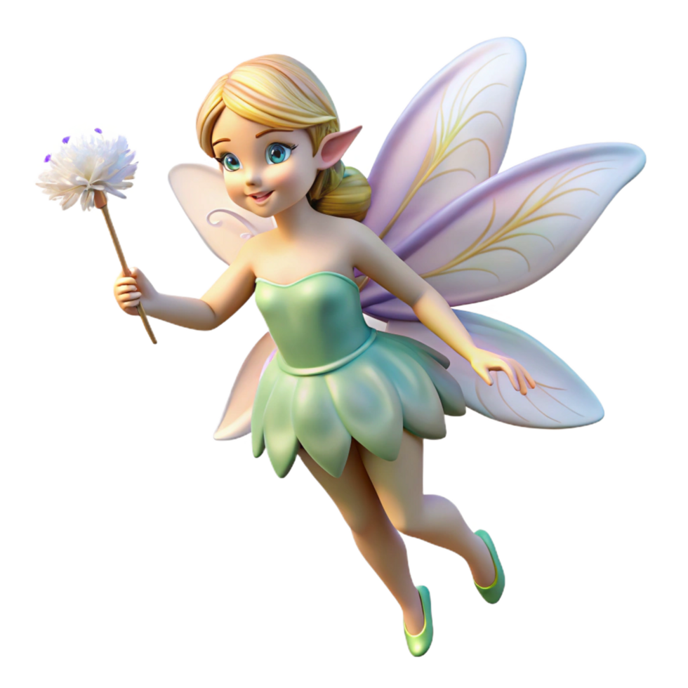 extraordinary creative A delicate fairy, iridescent wings shimmering, holding a dandelion seed genuine png