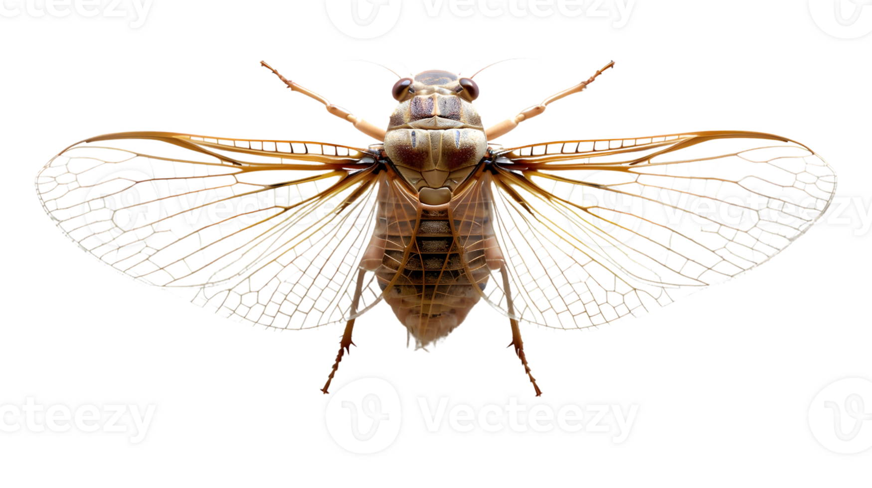 Insect with Transparent Wings on a Black Background Detailed CloseUp of a Flying Creature png
