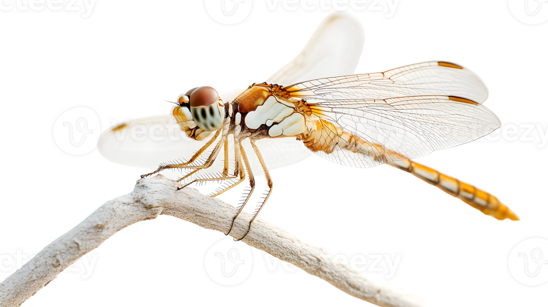 Insect with Transparent Wings Perched on a Branch Detailed CloseUp of Natures Delicate Beaut png