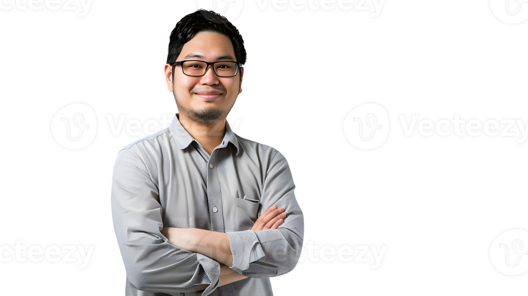 Professional Man in Business Attire with Arms Crossed Against a Black Background png