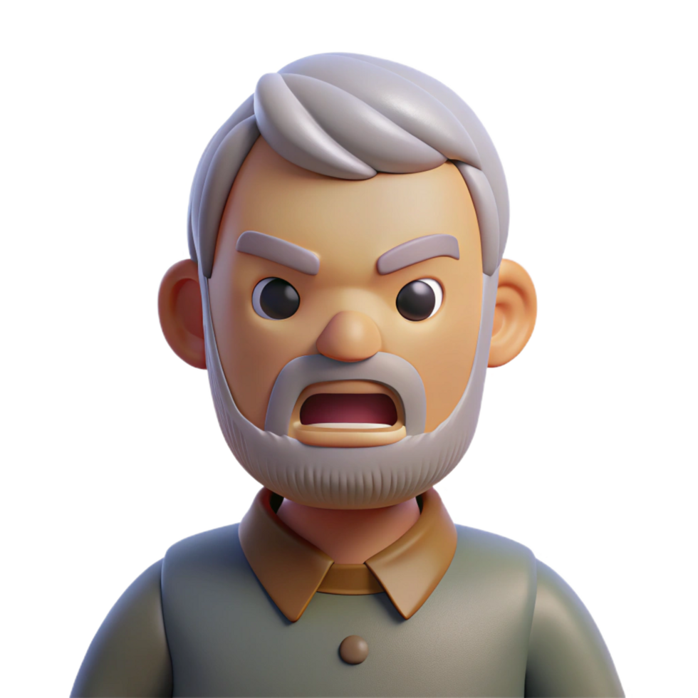 extraordinary rustic Angry senior man with a beard, exclusive png