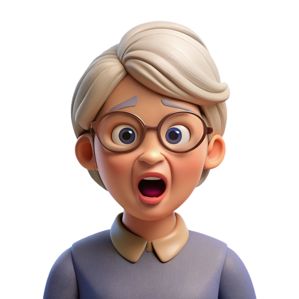 vibrant traditional Surprised senior woman with glasses, high resolution png
