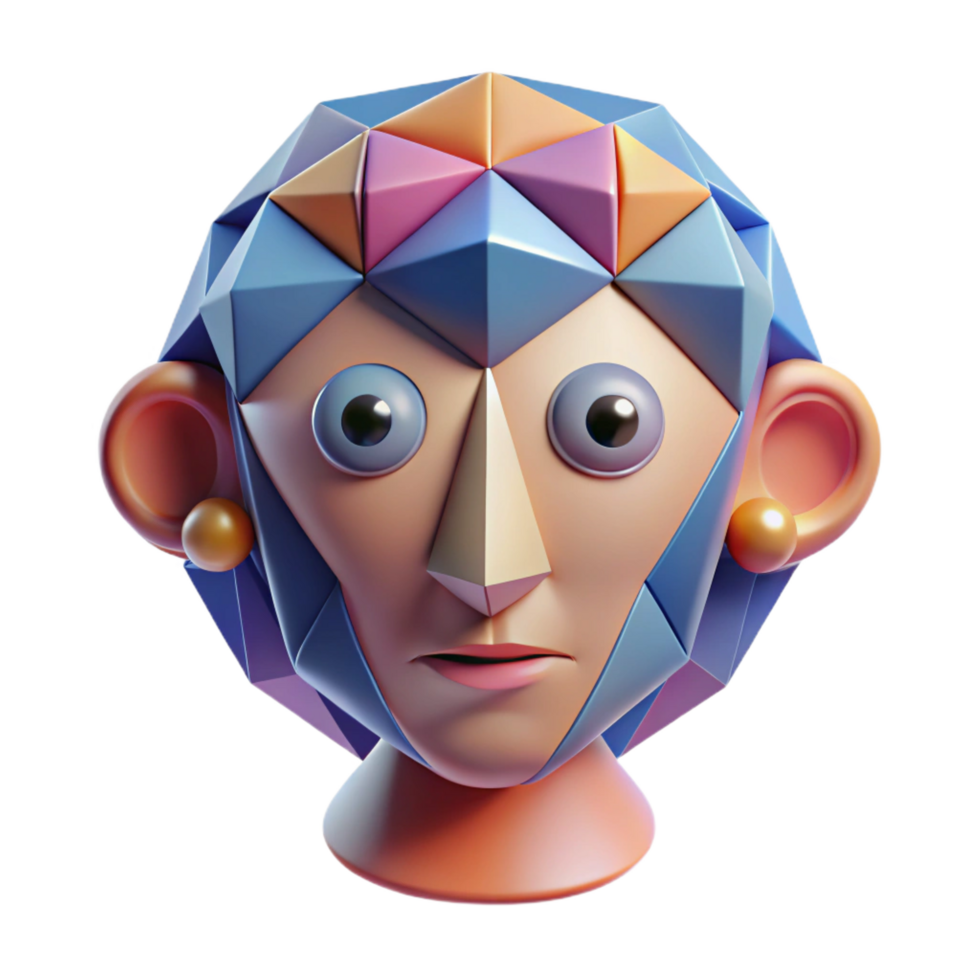extraordinary artistic Abstract face with geometric shapes, genuine png