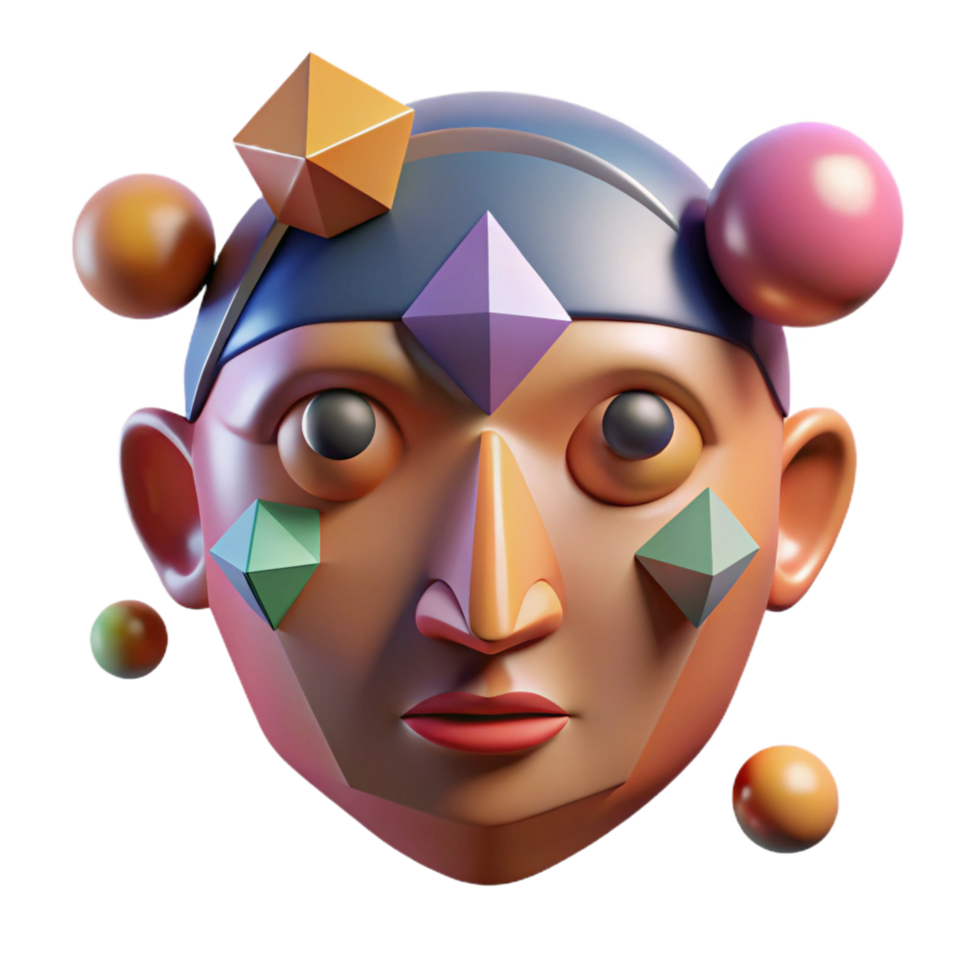 dramatic creative Abstract face with geometric shapes, detailed png