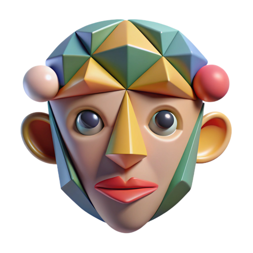 elegant traditional Abstract face with geometric shapes, high quality png