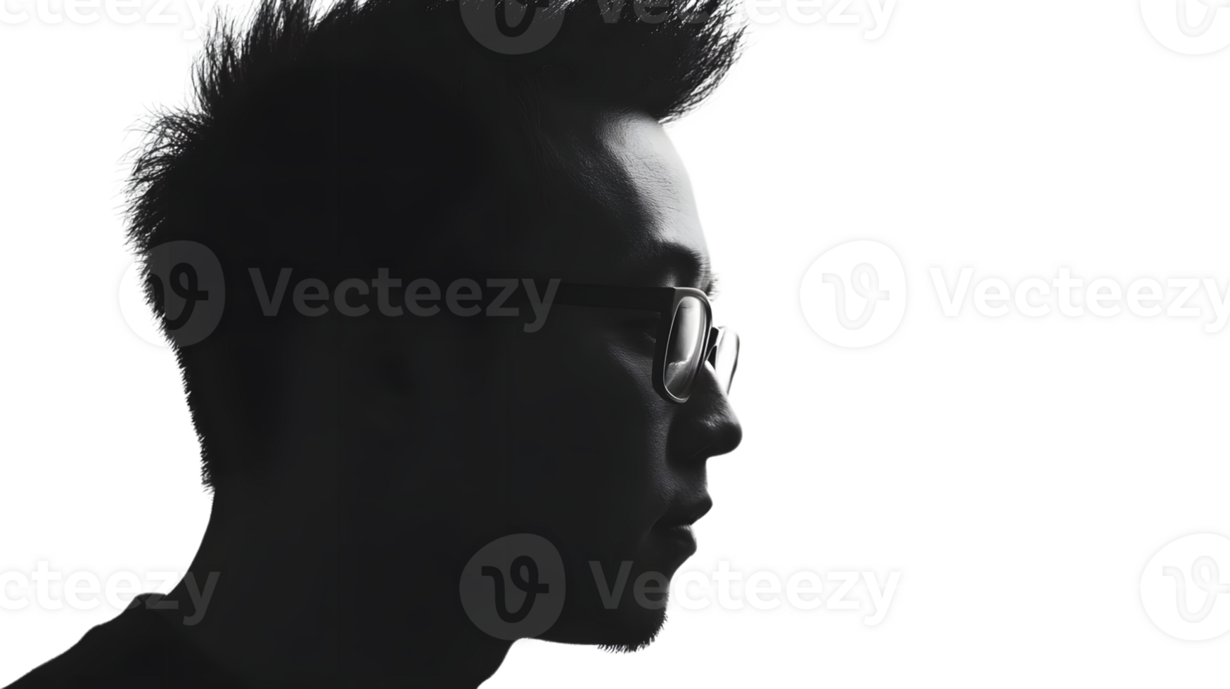 Silhouette Profile of a Person Wearing Glasses Against a Dark Background Ideal for Mystery Pr png