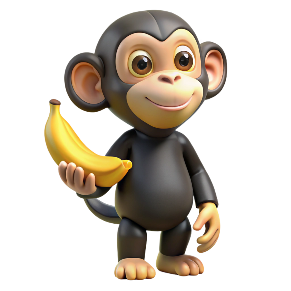dramatic artistic A playful chimpanzee, holding a banana genuine png