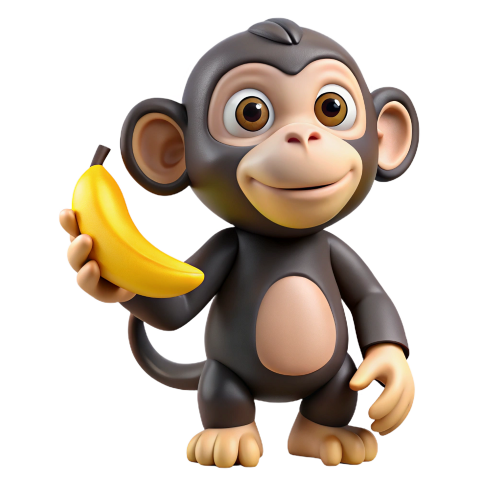 elegant modern A playful chimpanzee, holding a banana authentic png