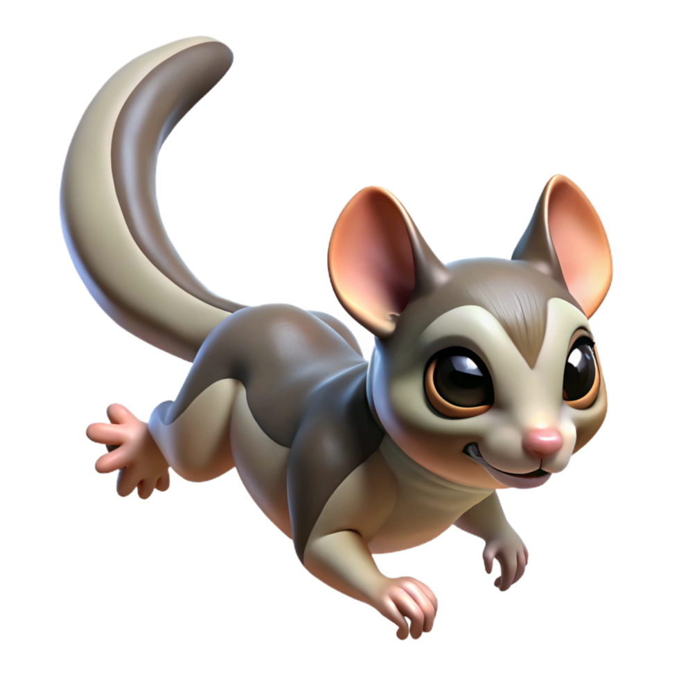 vibrant minimalist A sugar glider, gliding detailed png