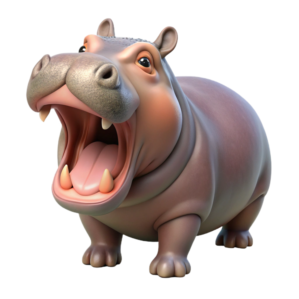 wonderful modern A hippopotamus, yawning 4K png