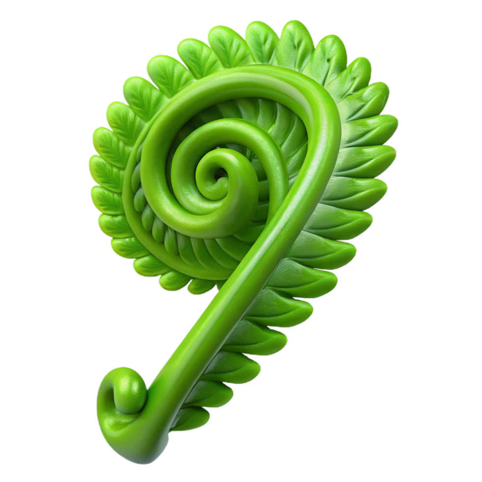 stunning contemporary Green fern frond unfurling authentic png