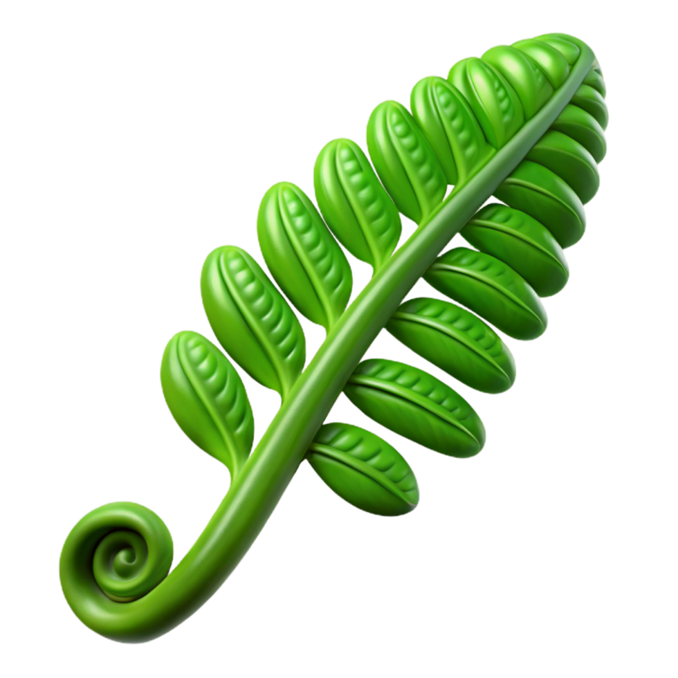impressive classic Green fern frond unfurling premium png