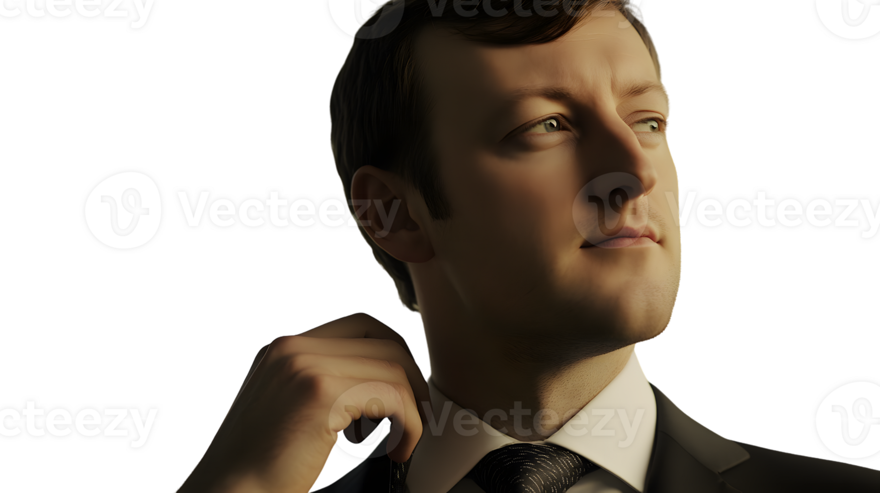 A professional adjusting their tie exuding confidence and style in a formal setting png