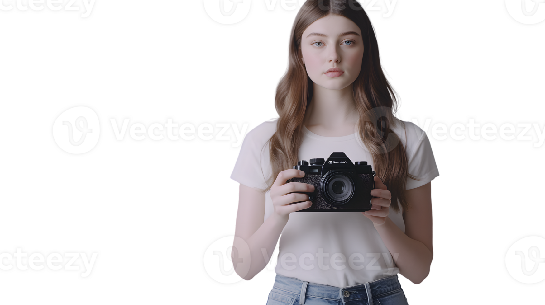 A young individual holding a classic camera ready to capture moments ideal for photography en png