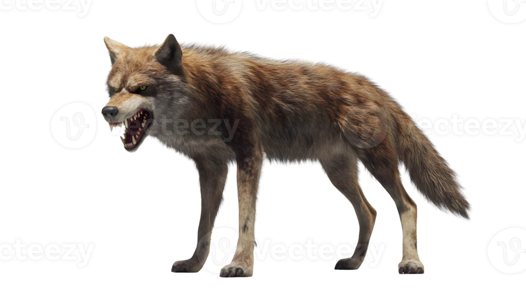 Aggressive Canine Displaying Sharp Teeth and Intense Stare Perfect for Wildlife Danger and P png