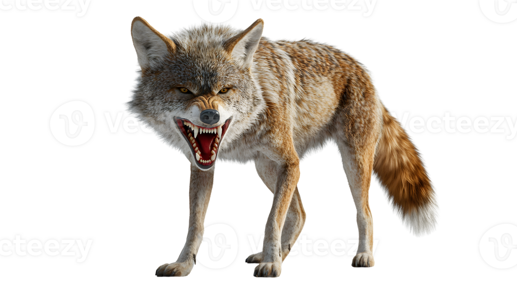 Aggressive Canine Predator with Sharp Teeth and Intense Stare Perfect for Wildlife Danger an png